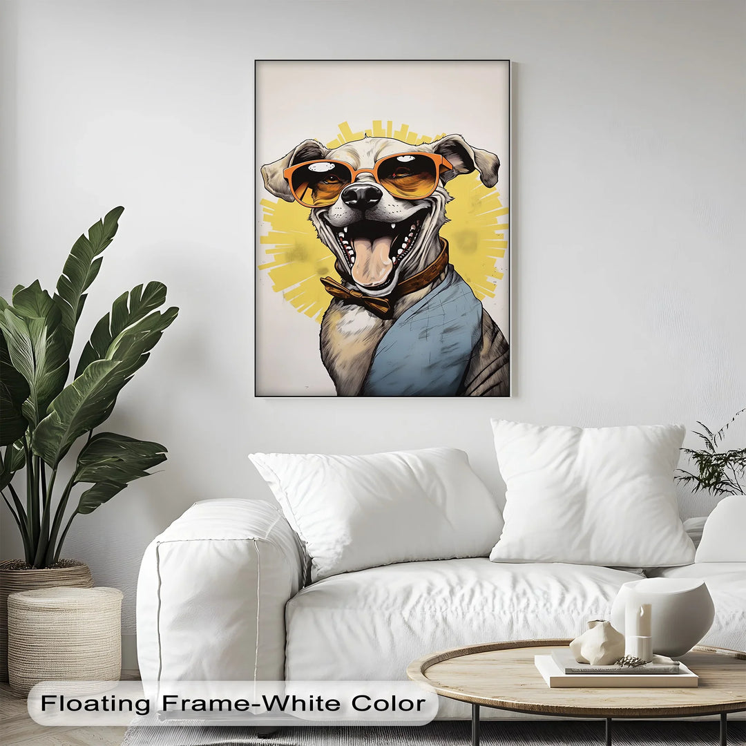 Sunshine Smile Pup – Retro Cool Dog Portrait Puppies Canvas Print - MyPhotoStation