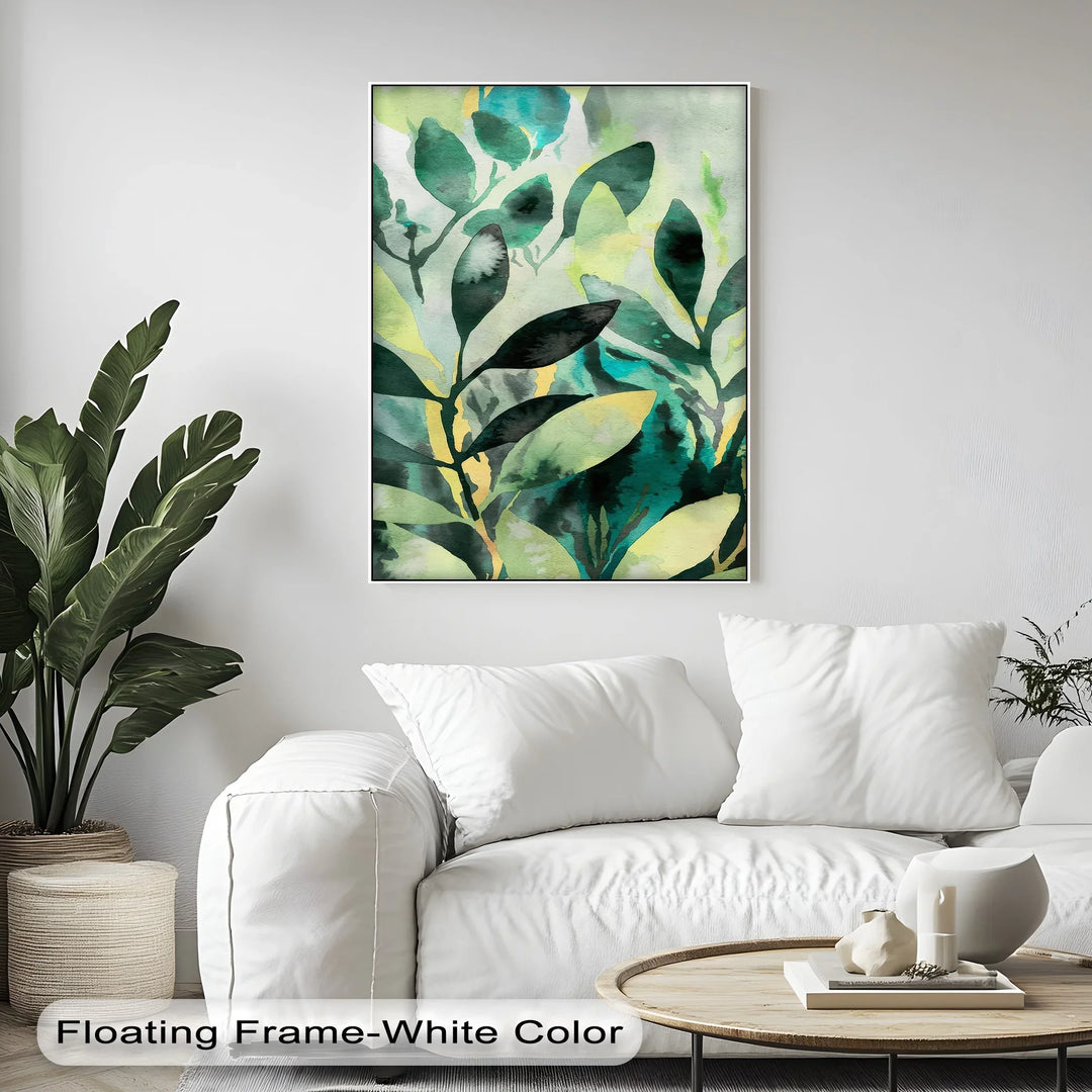 Verdant Harmony – Watercolor Leaf Pattern Canvas Print - MyPhotoStation