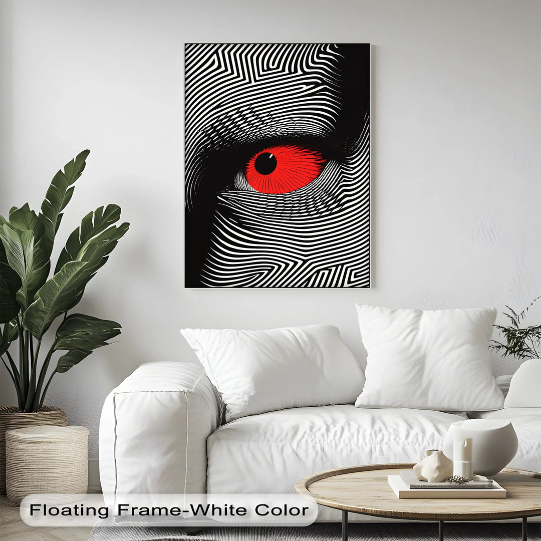Red Eye in Optical Lines – Black & White Canvas Print - MyPhotoStation