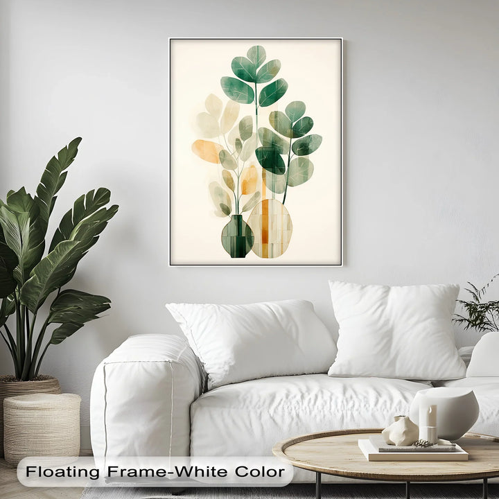 Modern Botanical Silhouettes in Glass Vases – Minimal Nature Canvas Print - MyPhotoStation
