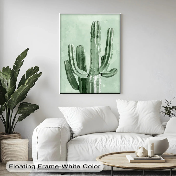 Modern Cactus Silhouette – Minimalist Desert Canvas Print - MyPhotoStation
