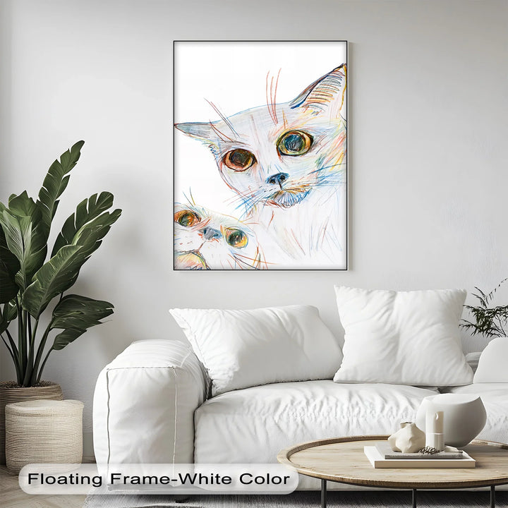 Color Stare – Abstract Cat Faces in Pastel Lines Cat Canvas Print - MyPhotoStation