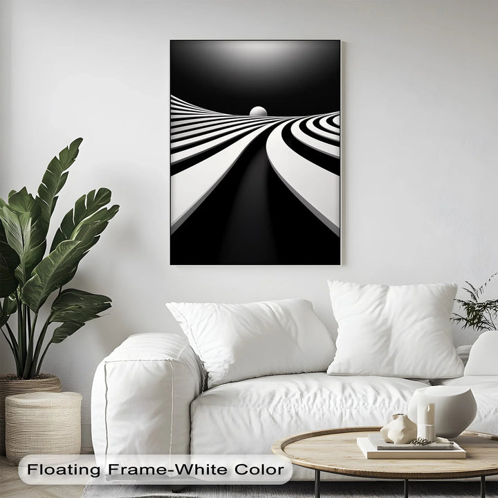 Minimalist Horizon Flow – Black & White Canvas Print - MyPhotoStation