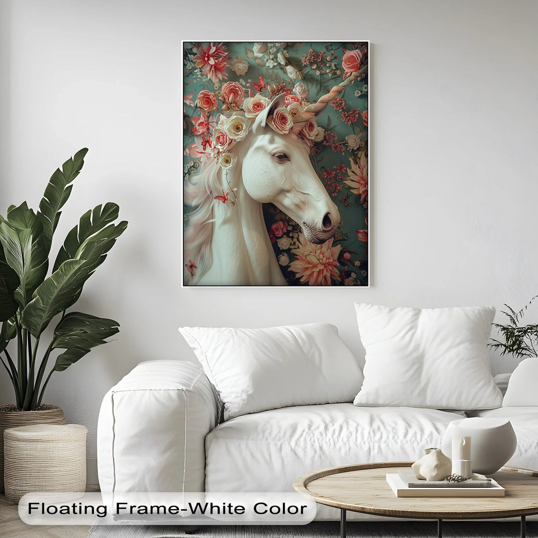 Romantic Fantasy Portrait with Roses and Butterflies - Animal Canvas Print - MyPhotoStation