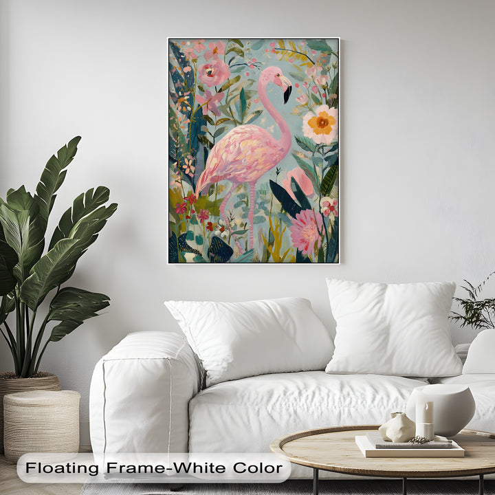 Flamingo in Bloom – Pastel Pink Flamingo Canvas Print