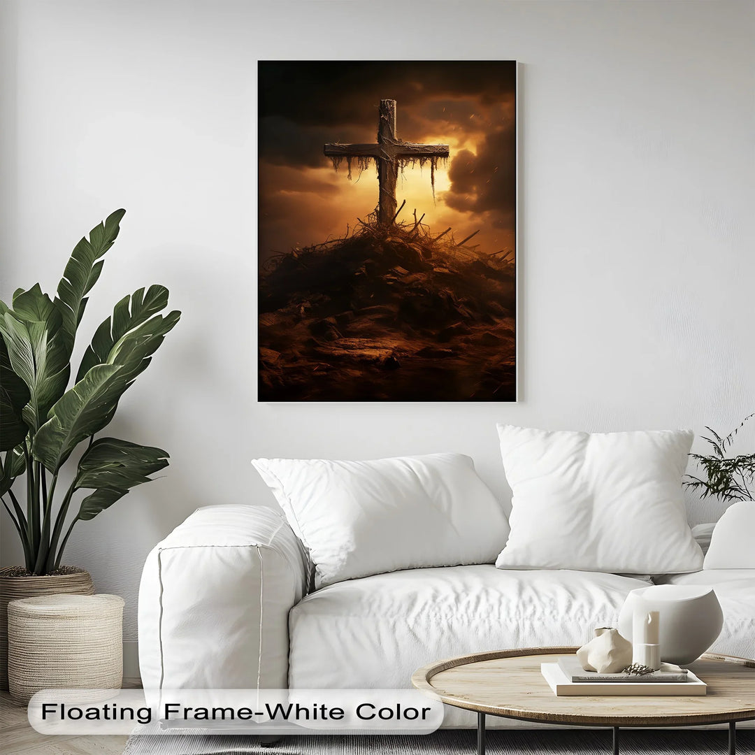 Calvary’s Shadow – Weathered Cross on the Hill Canvas Print - MyPhotoStation