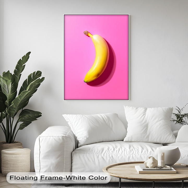 Pop Banana – Bold Yellow Fruit on Pink Canvas Print