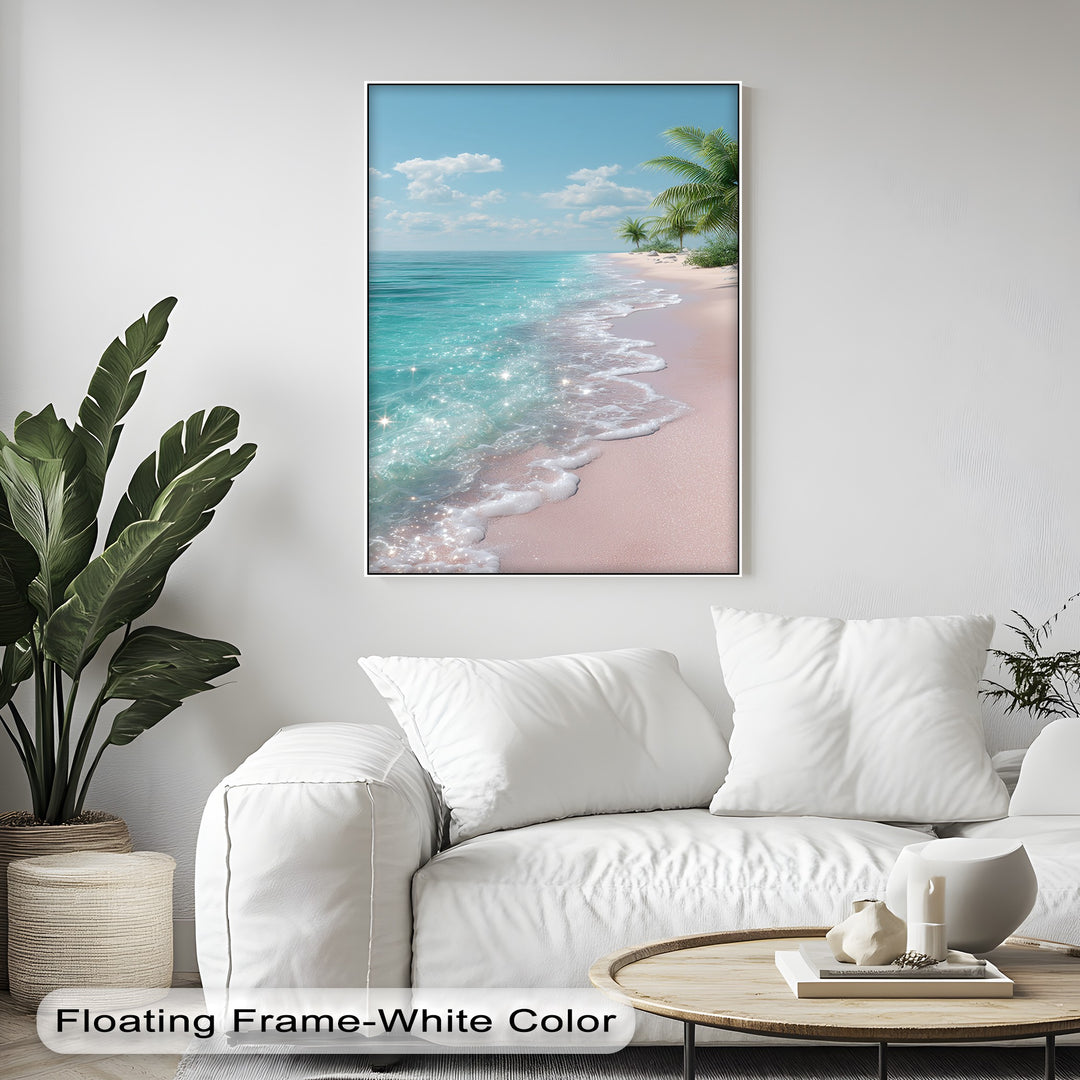 Tropical Bliss – Sparkling Pink Beach Canvas Print