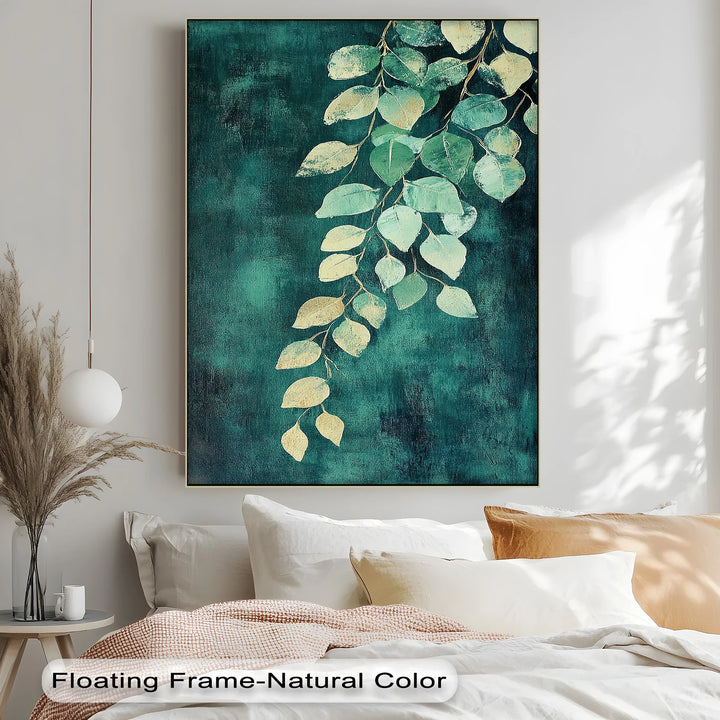 Golden Eucalyptus Cascade – Elegant Leaf Branch Canvas Print - MyPhotoStation