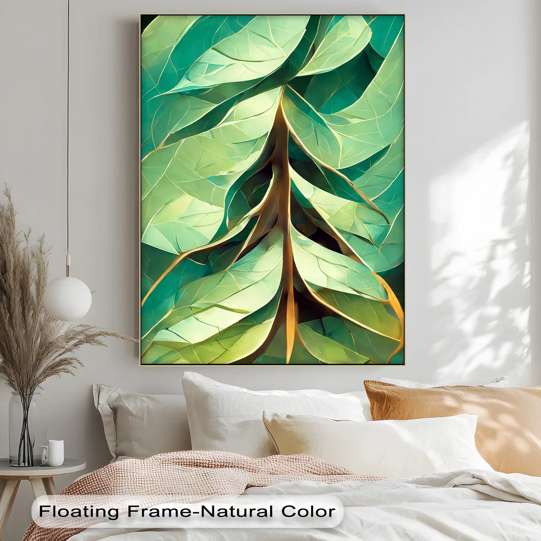 Radiant Leaf Veins – Stylized Botanical Geometry Canvas Print - MyPhotoStation