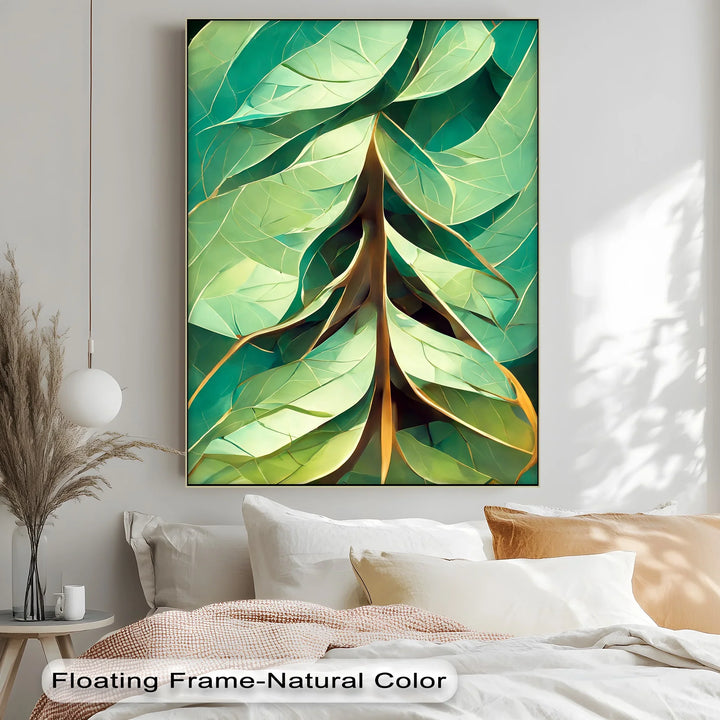 Radiant Leaf Veins – Stylized Botanical Geometry Canvas Print - MyPhotoStation