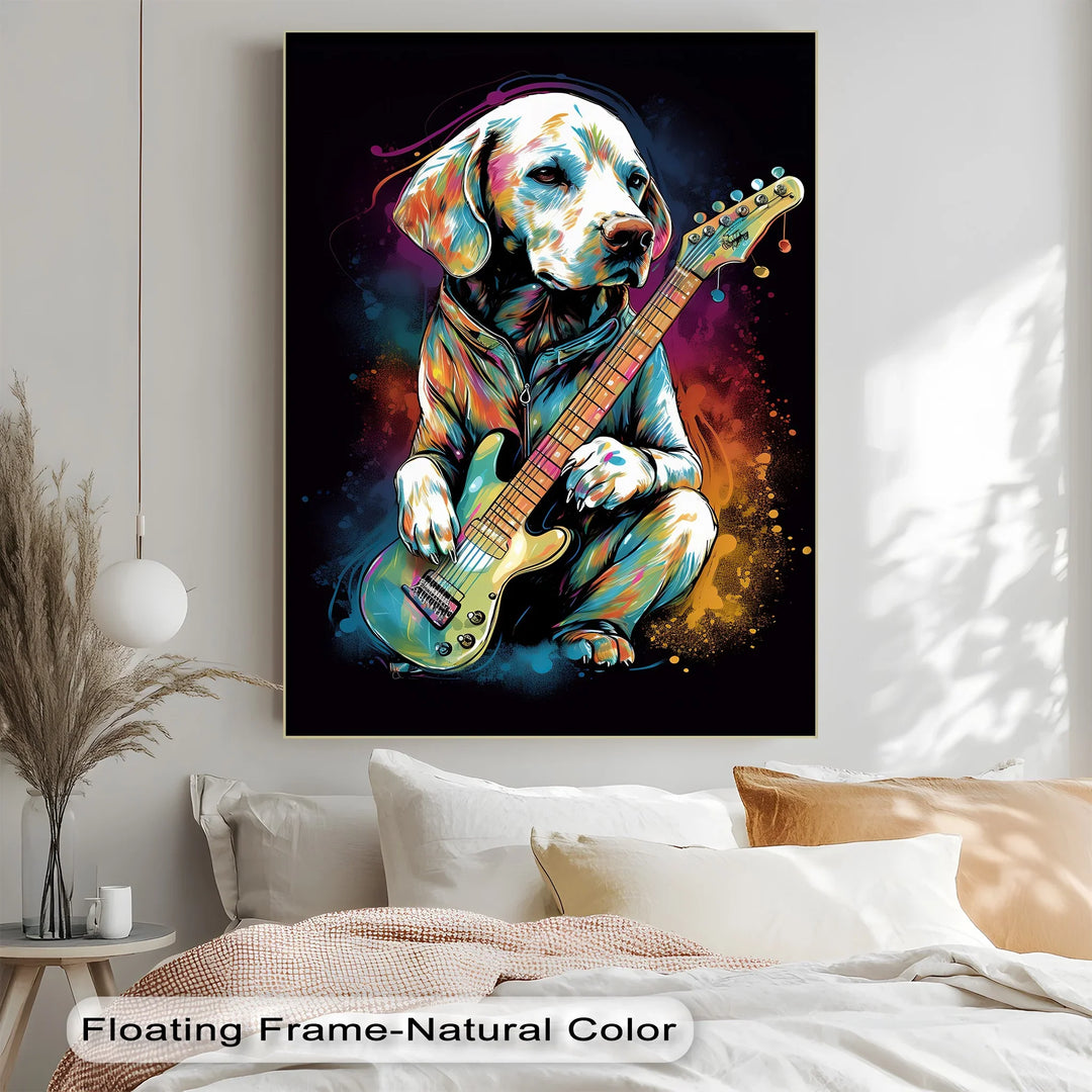 Electric Pup Vibes – Colorful Rock Music Dog Portrait Puppies Canvas Print - MyPhotoStation