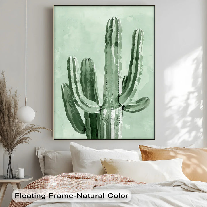 Modern Cactus Silhouette – Minimalist Desert Canvas Print - MyPhotoStation