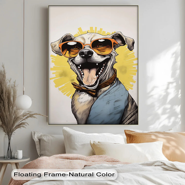 Sunshine Smile Pup – Retro Cool Dog Portrait Puppies Canvas Print - MyPhotoStation