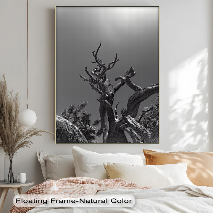 Add organic power to your space with this textured, surreal canvas painting of tangled trees.

