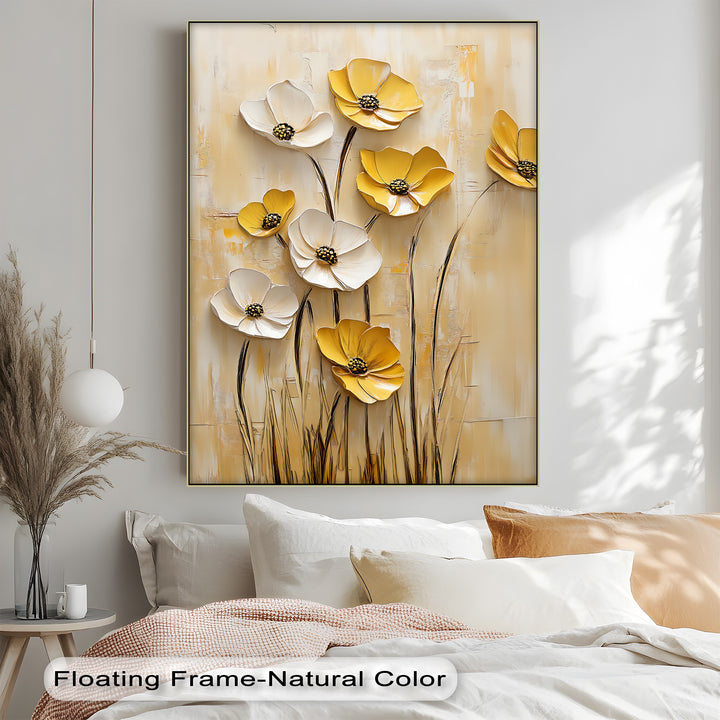 Golden Meadow Blooms – Yellow and White Flower Canvas Wall Art