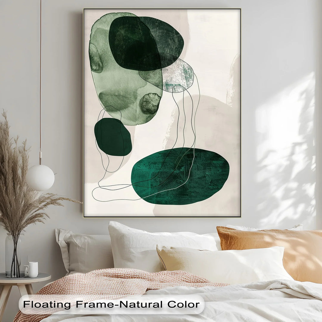 Floating Emerald Forms – Contemporary Abstract Canvas Print - MyPhotoStation