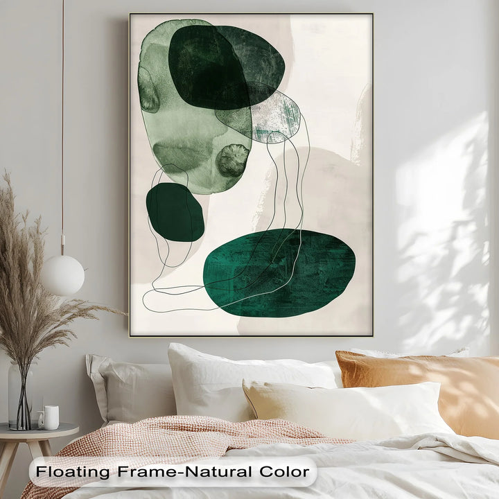 Floating Emerald Forms – Contemporary Abstract Canvas Print - MyPhotoStation