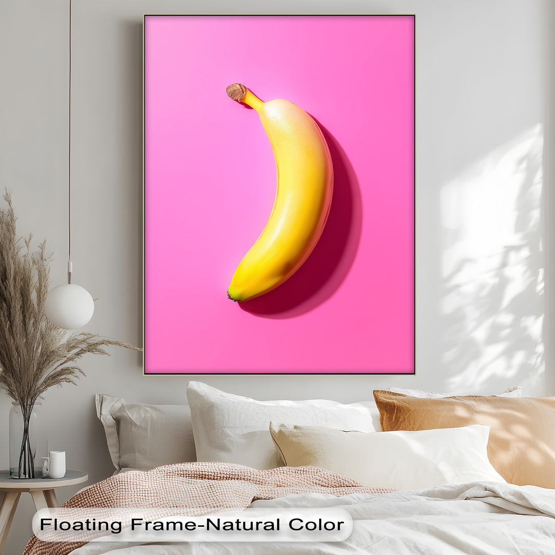 Pop Banana – Bold Yellow Fruit on Pink Canvas Print