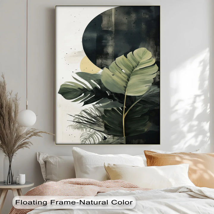 Tropical Eclipse – Modern Monstera Leaf Canvas Print - MyPhotoStation
