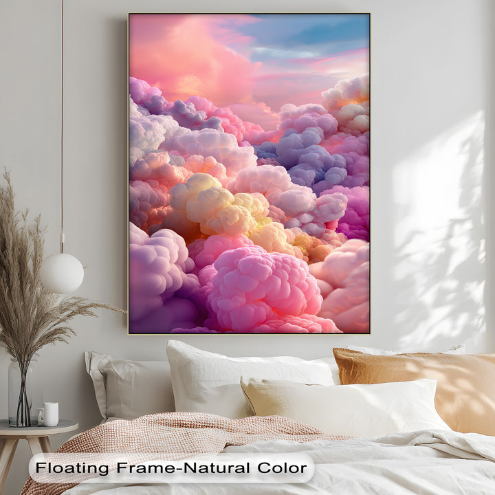 Cotton Sky Mirage – Dreamlike Pastel Cloudscape Canvas Print