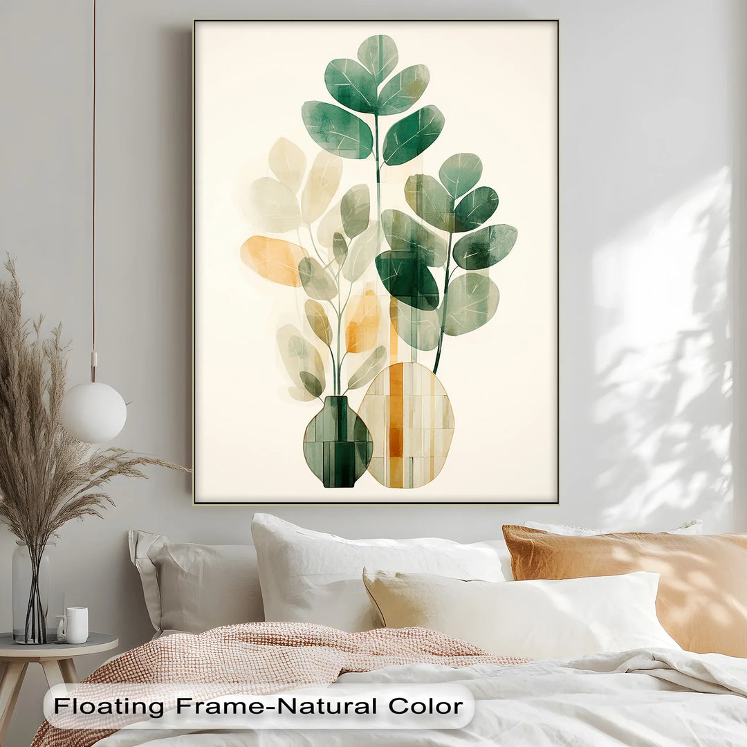 Modern Botanical Silhouettes in Glass Vases – Minimal Nature Canvas Print - MyPhotoStation