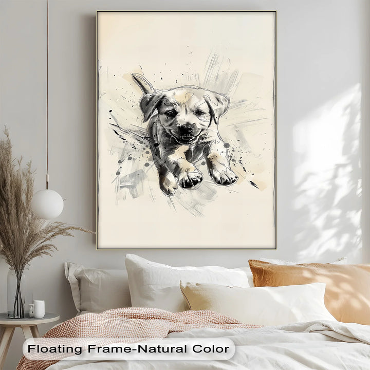 Leap of Joy – Sketch Style Playful Puppy Art Puppies Canvas Print - MyPhotoStation