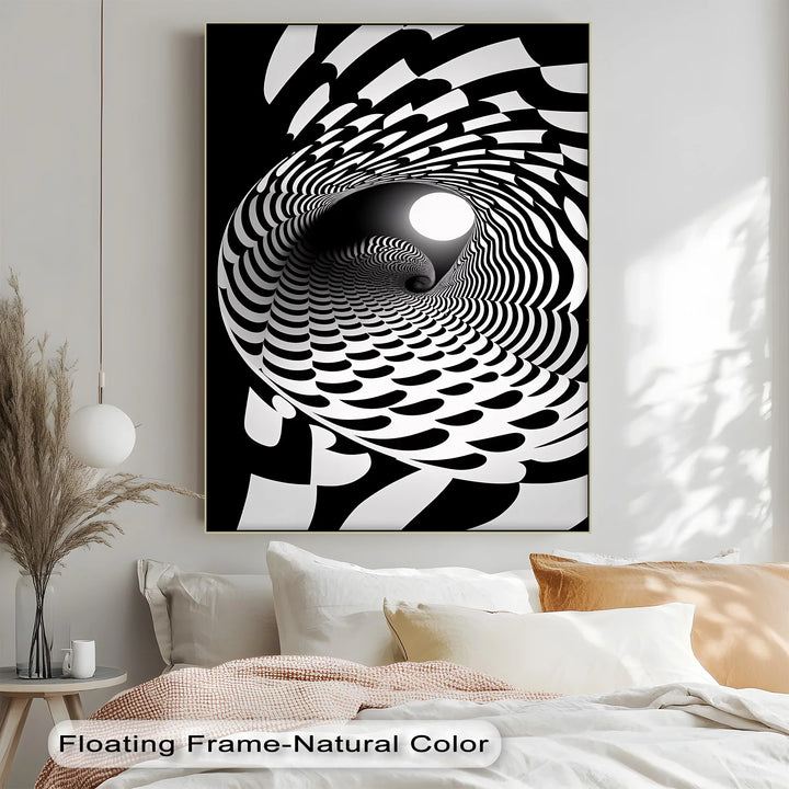 Hypnotic Spiral Tunnel – Black & White Canvas Print - MyPhotoStation