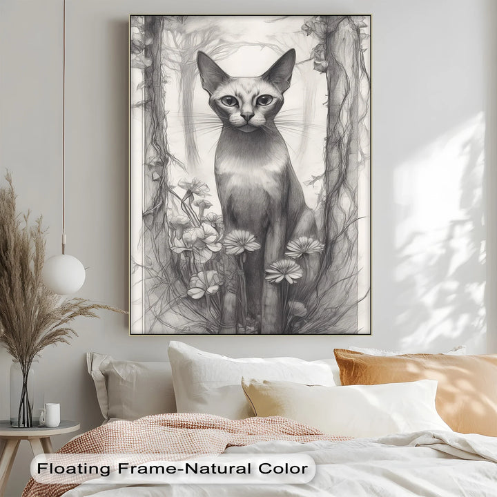 Mystic Forest Watcher – Elegant Cat in Enchanted Woodland Cat Canvas Print - MyPhotoStation