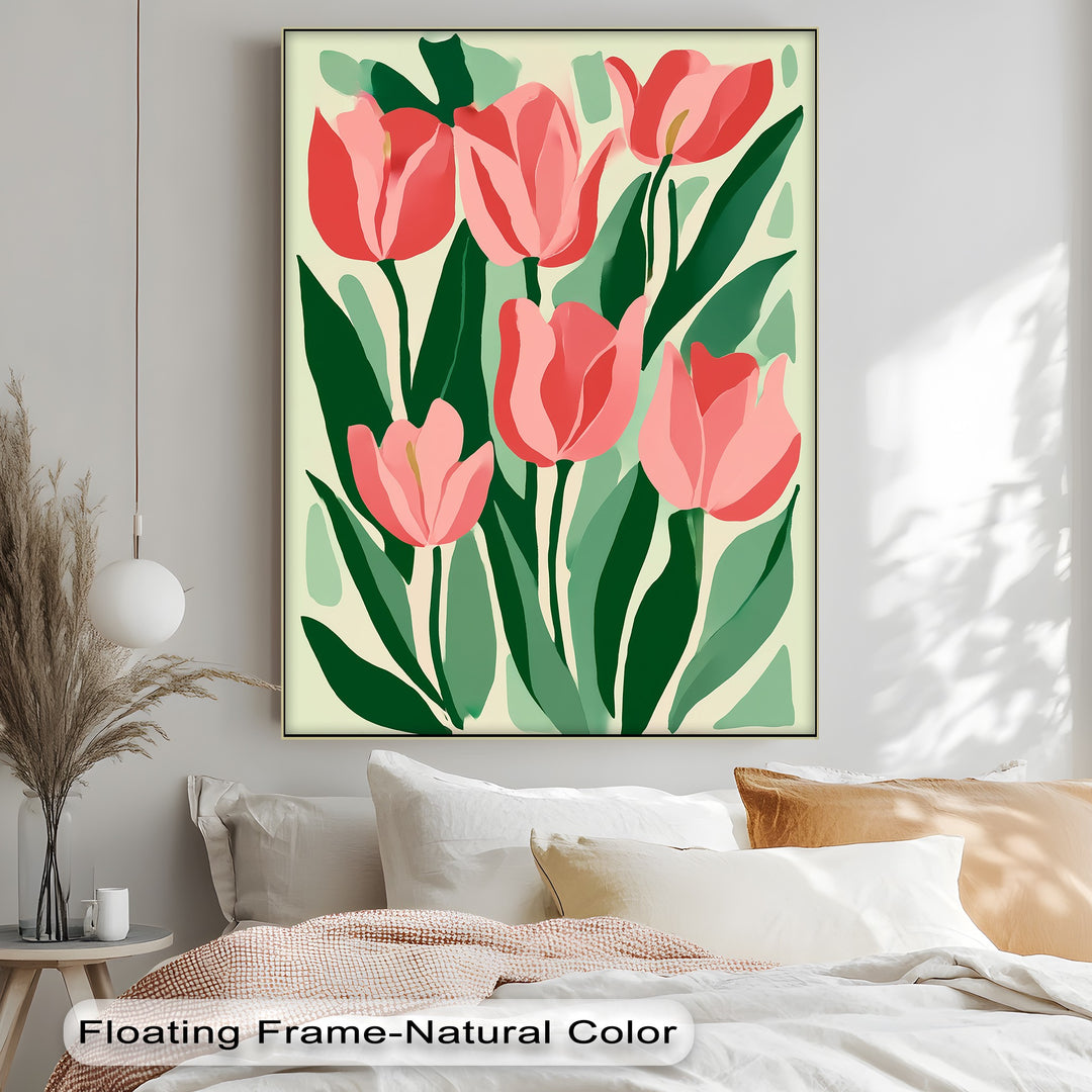 Coral Tulip Delight – Abstract Pink Tulip Canvas Print