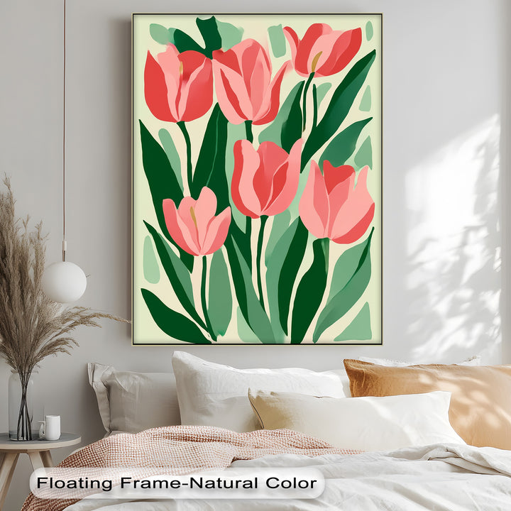 Coral Tulip Delight – Abstract Pink Tulip Canvas Print