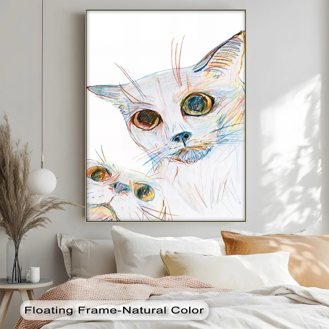 Color Stare – Abstract Cat Faces in Pastel Lines Cat Canvas Print - MyPhotoStation