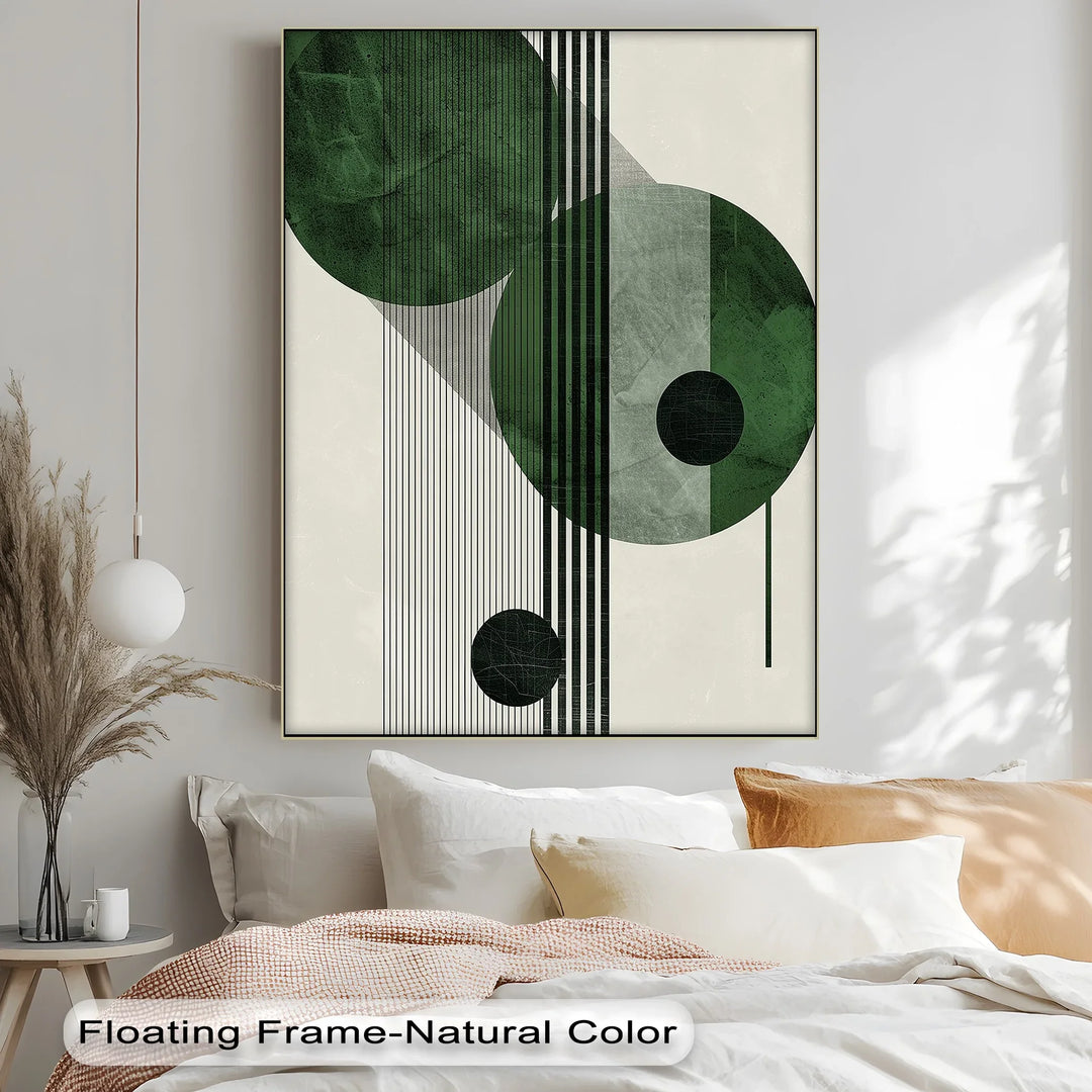 Modern Green Orbital Geometry – Abstract Minimalist Canvas Print - MyPhotoStation