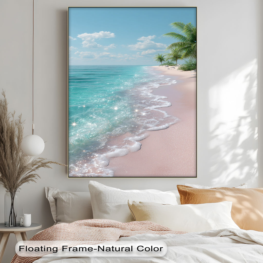 Tropical Bliss – Sparkling Pink Beach Canvas Print