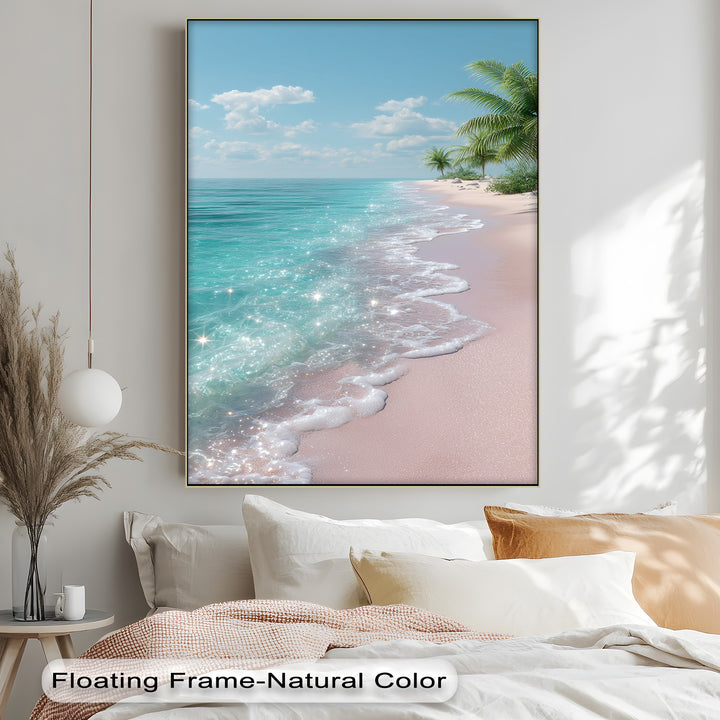Tropical Bliss – Sparkling Pink Beach Canvas Print