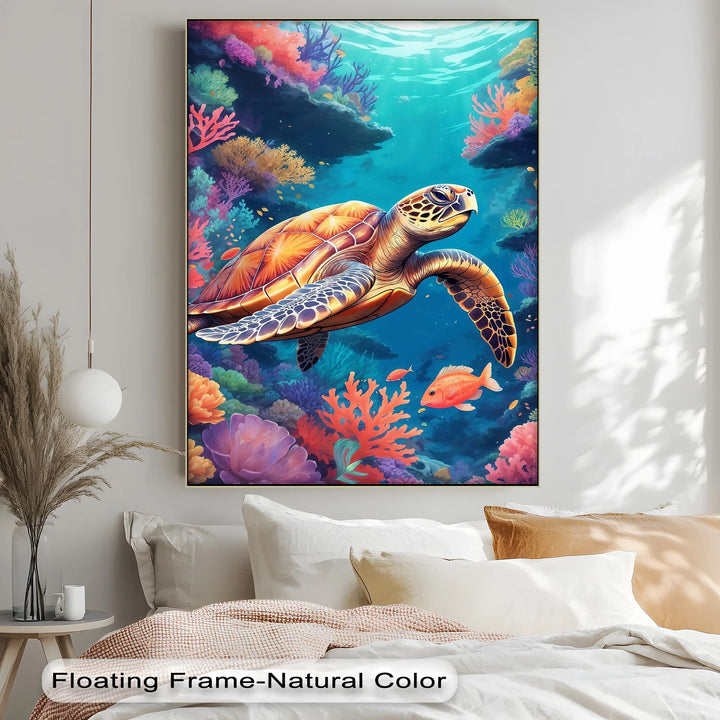 Graceful Sea Turtle – Vibrant Ocean Life Animal Canvas Print - MyPhotoStation