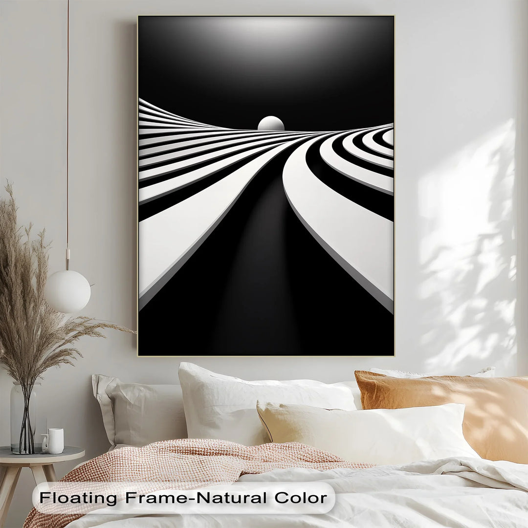 Minimalist Horizon Flow – Black & White Canvas Print - MyPhotoStation
