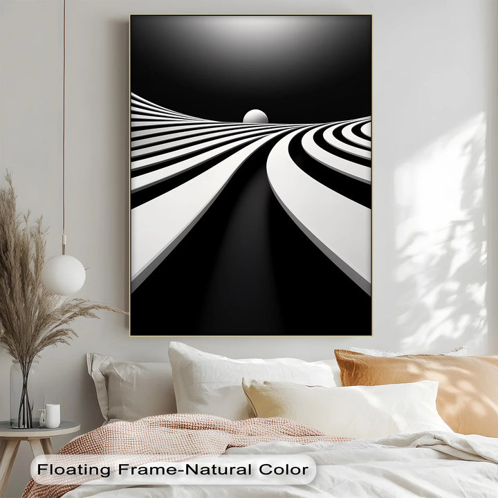 Minimalist Horizon Flow – Black & White Canvas Print - MyPhotoStation