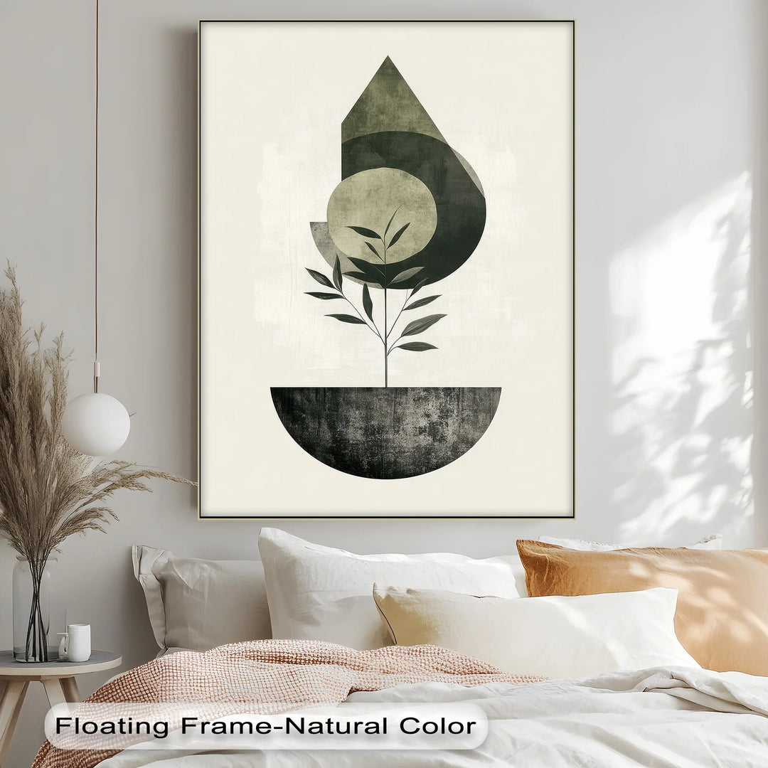 Minimalist Growth – Geometric Plant-Inspired Canvas Print - MyPhotoStation