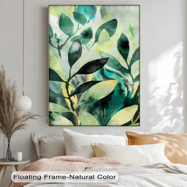 Verdant Harmony – Watercolor Leaf Pattern Canvas Print - MyPhotoStation