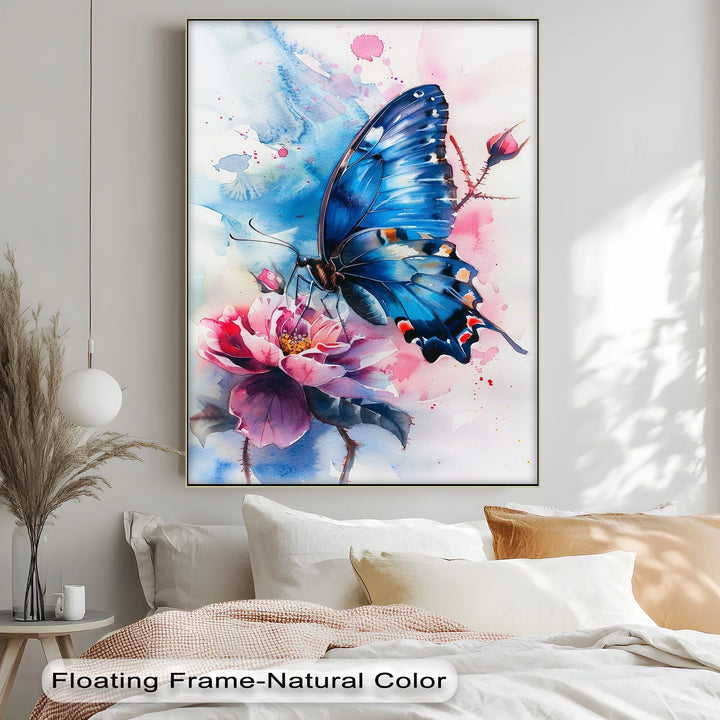 Blue Grace – Butterfly on Bloom Animal Canvas Print - MyPhotoStation