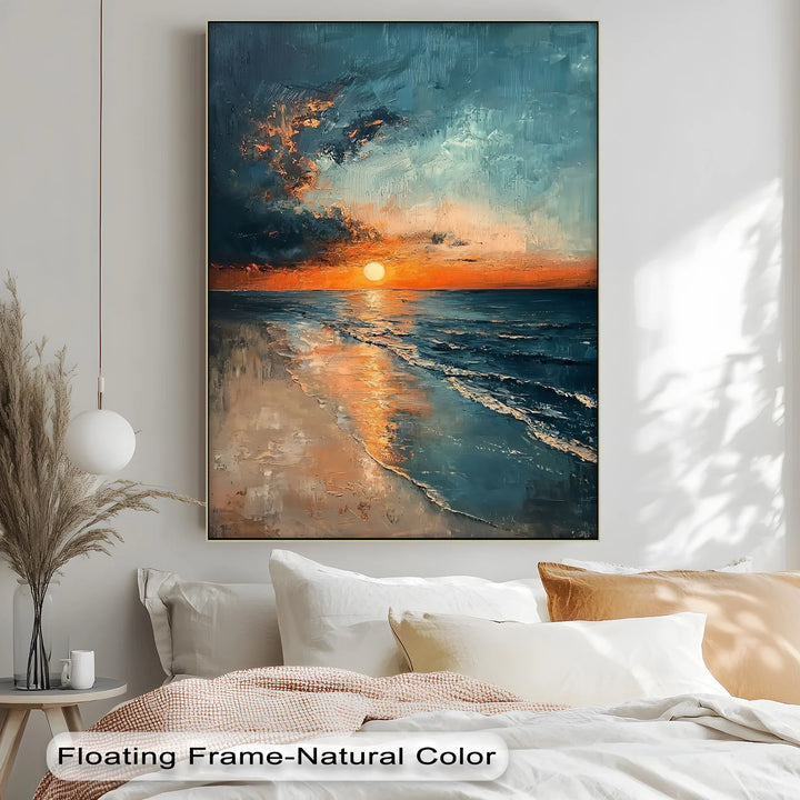 Sunset Serenity Over Ocean Shore – Tranquil Seascape Canvas Print - MyPhotoStation