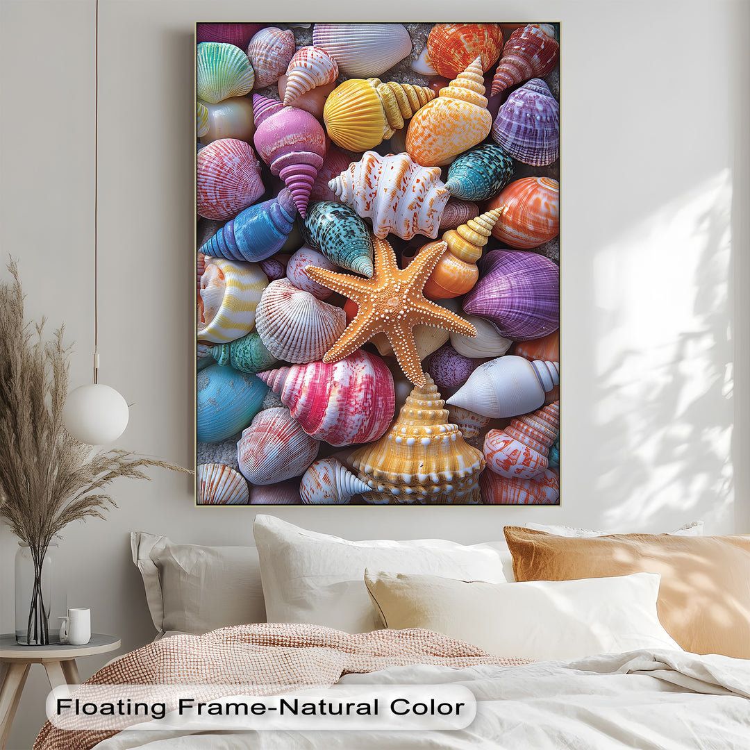 Vibrant Coastal Shells – Colorful Canvas Print