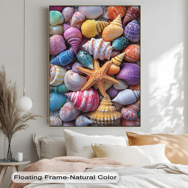 Vibrant Coastal Shells – Colorful Canvas Print