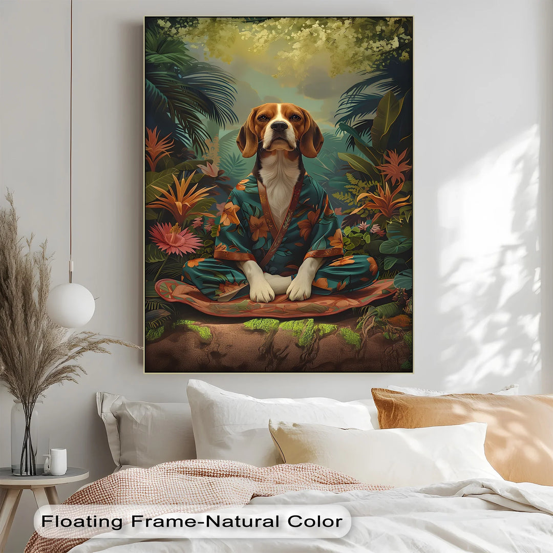 Jungle Zen Beagle – Tropical Meditation Dog Portrait Puppies Canvas Print - MyPhotoStation