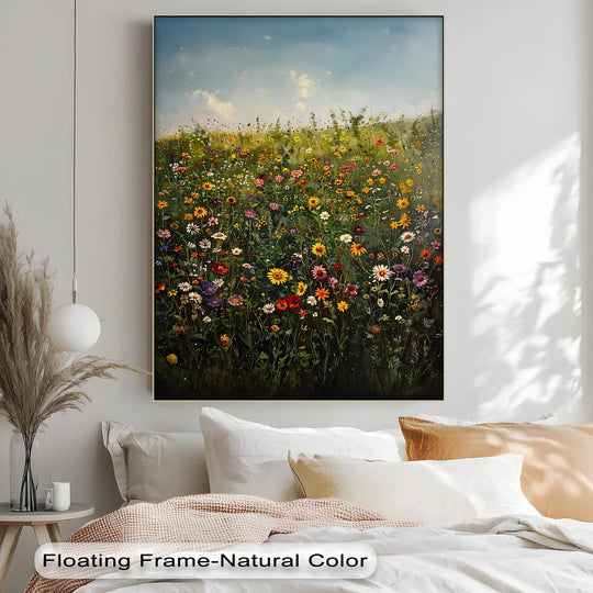 Showing the realistic detail, the blooming meadow big canvas prints capture the vivid color and texture of a wildflower field in full bloom.