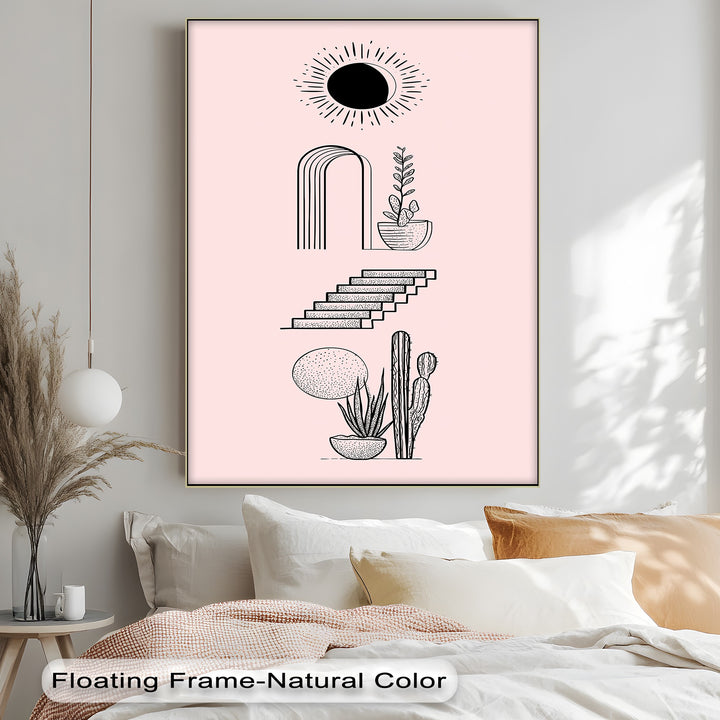Desert Geometry – Minimalist Boho Cactus Canvas Print