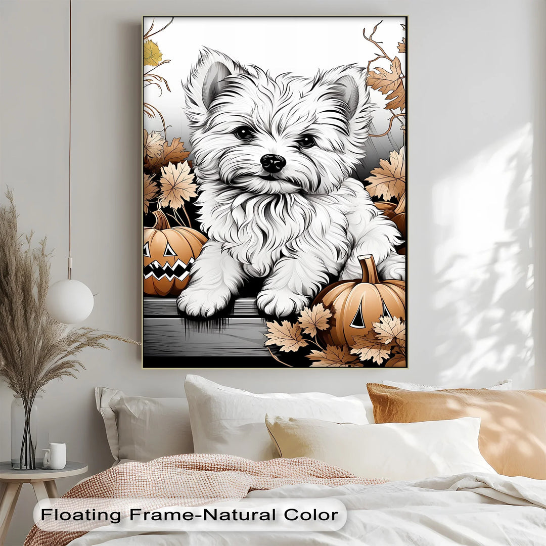 Pumpkin Pup Charm – Halloween Dog Illustration Puppies Canvas Print - MyPhotoStation