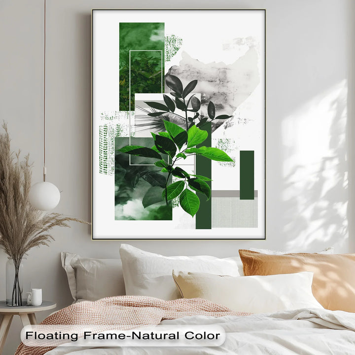 Geometric Botanical Contrast – Modern Leaf Collage Canvas Print - MyPhotoStation