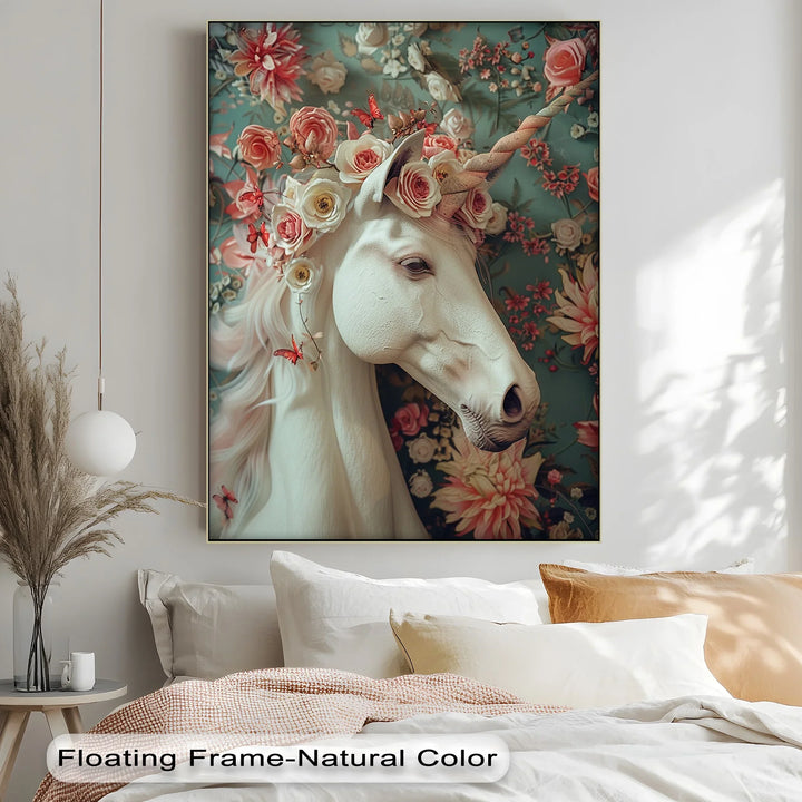 Romantic Fantasy Portrait with Roses and Butterflies - Animal Canvas Print - MyPhotoStation